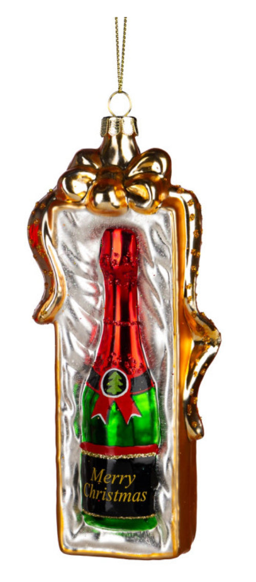 Baumanhänger Champagnerbox gold