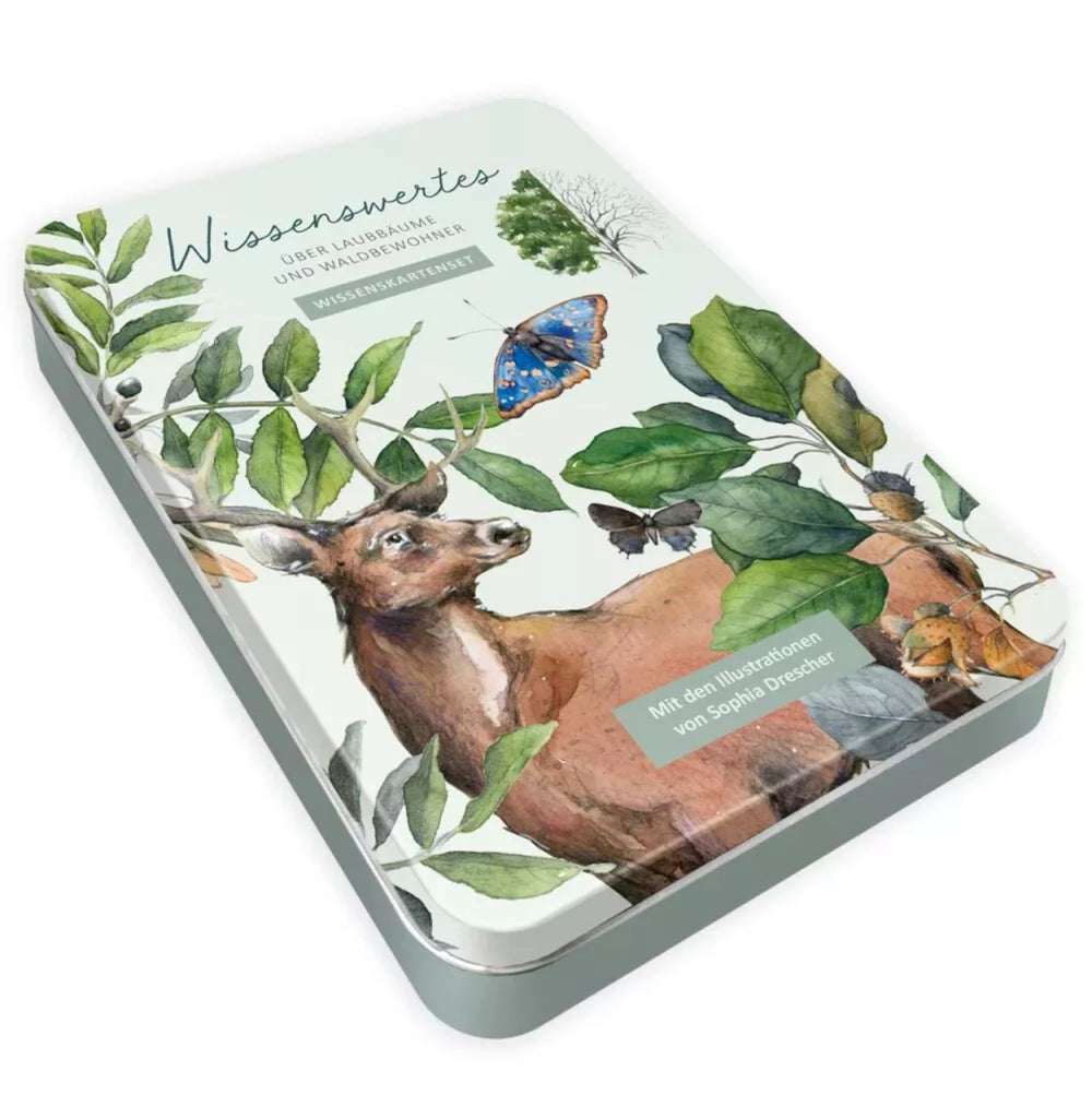 Kartenset Laubbäume & Waldbewohner mit Holzständer