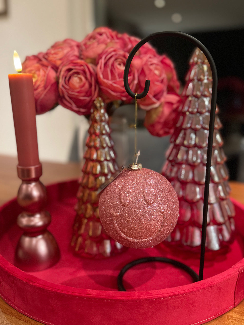 Baumanhänger Smiley rosa