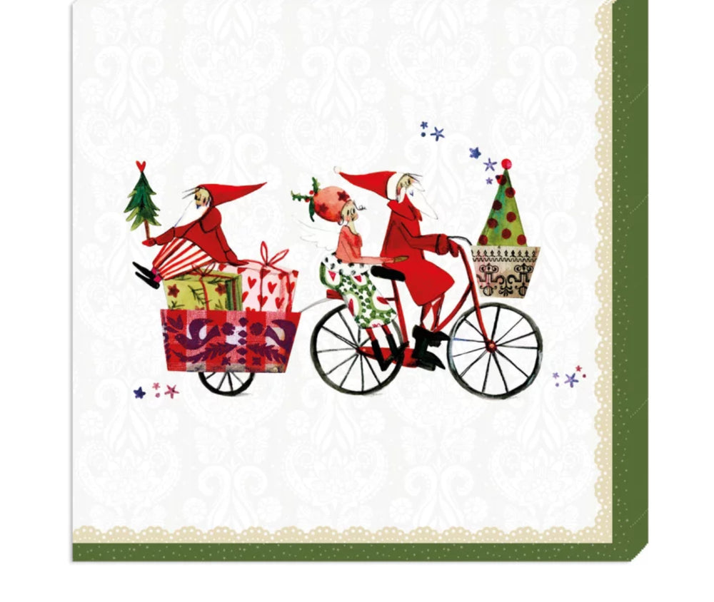 Serviette Schöne Weihnachtsfahrrad