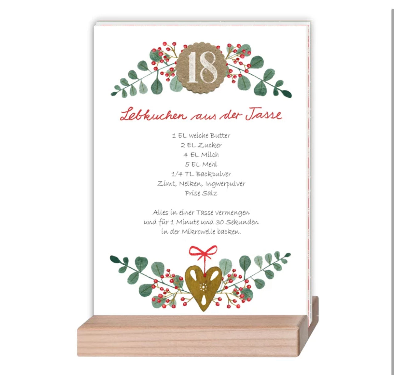 Kartenset Adventskalenderkarten mit Holzständer -Version 2-