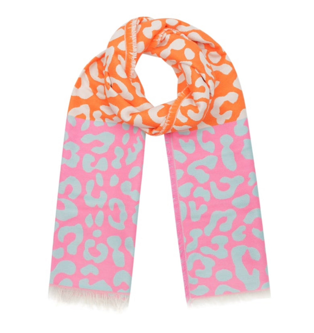Kuscheliger Maxi Schal Leo Lover Orange/Pink