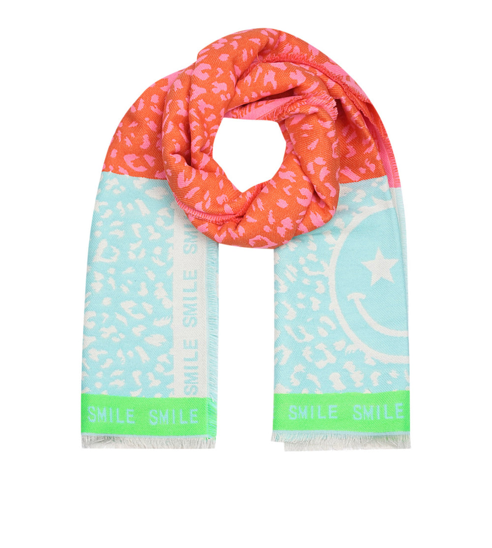 Big Smile Schal Himmelblau/Orange/Pink