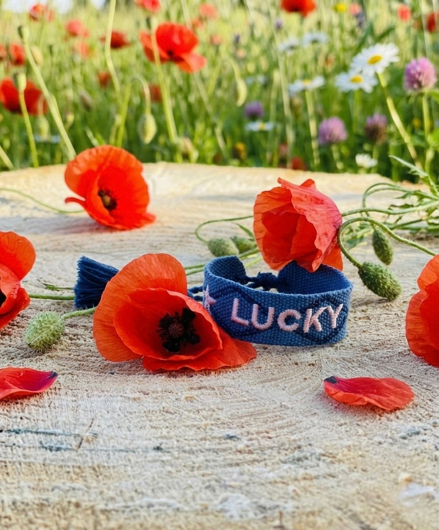 Statement Armband -Lucky, blau/rosa-