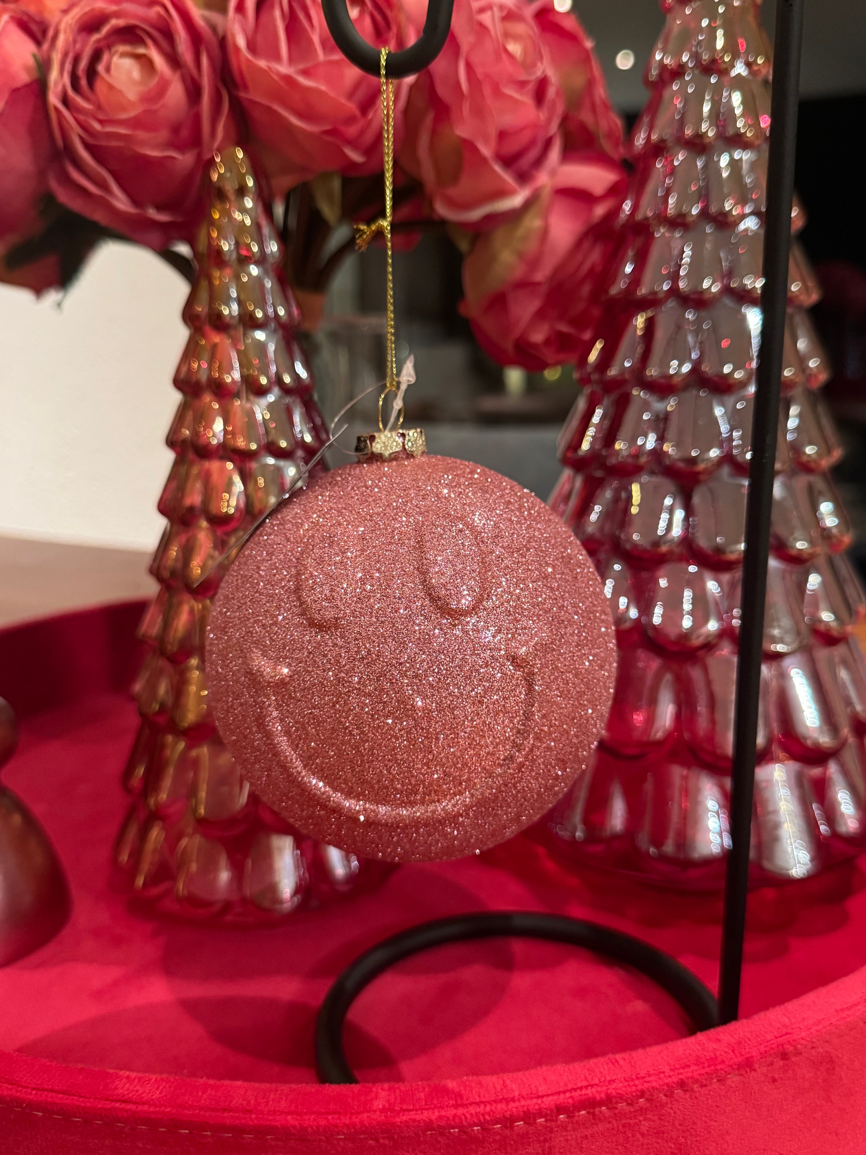 Baumanhänger Smiley rosa