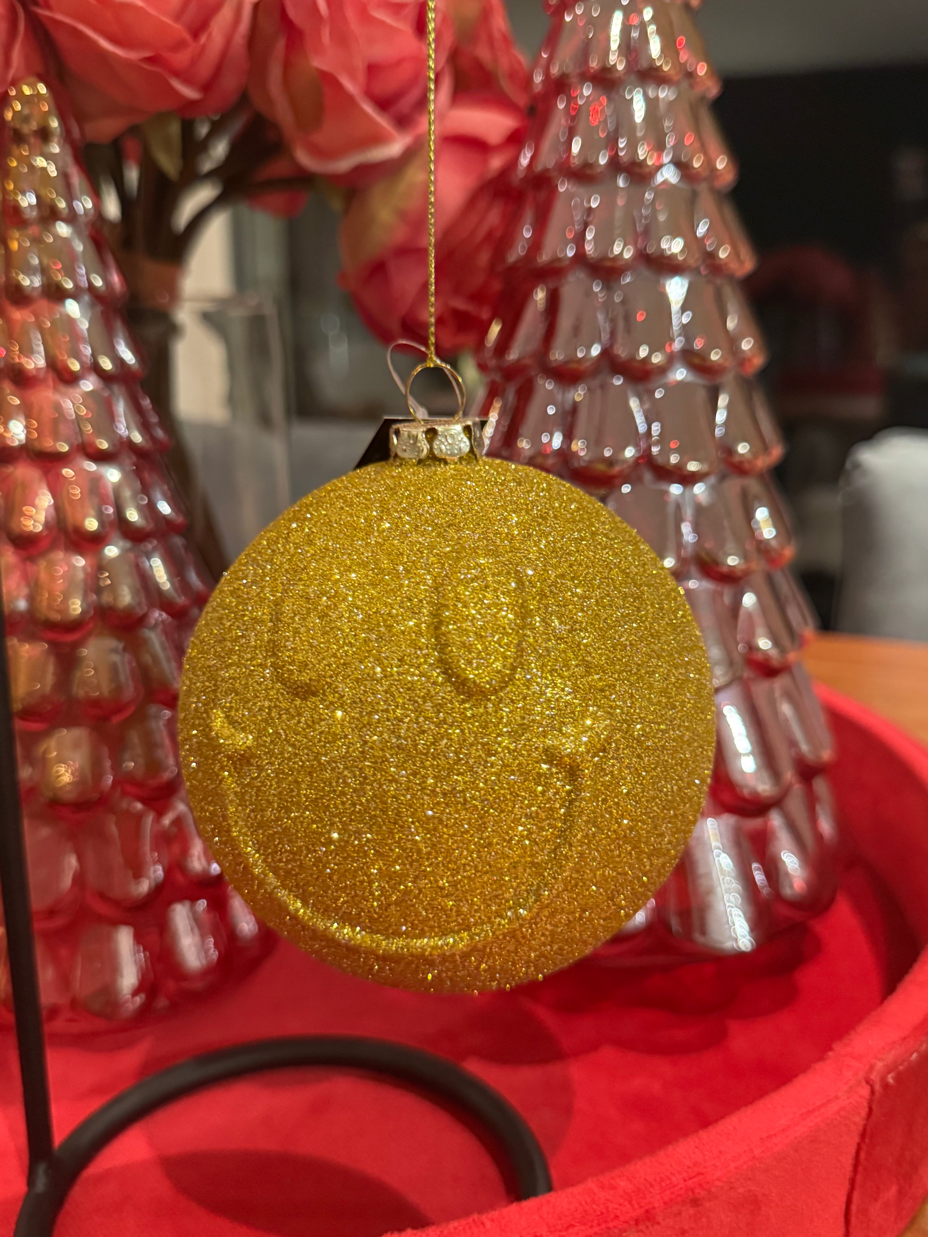 Baumanhänger Smiley gelbgold