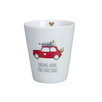 Driving Home for Christmas Kaffeebecher -rotes Auto-