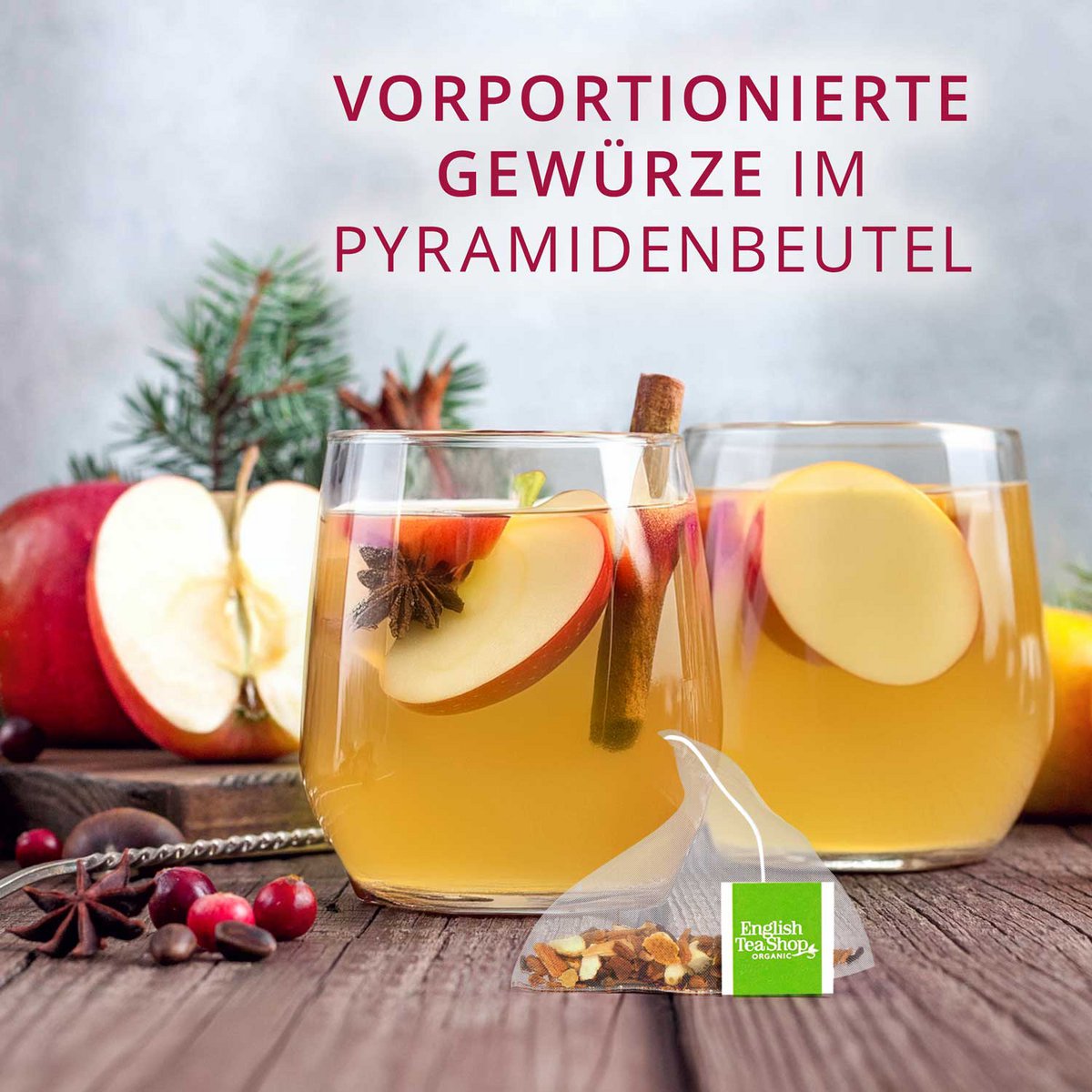 Apfel Punsch Gewürz "Winter Apple", BIO, 7 Pyramiden-Beutel