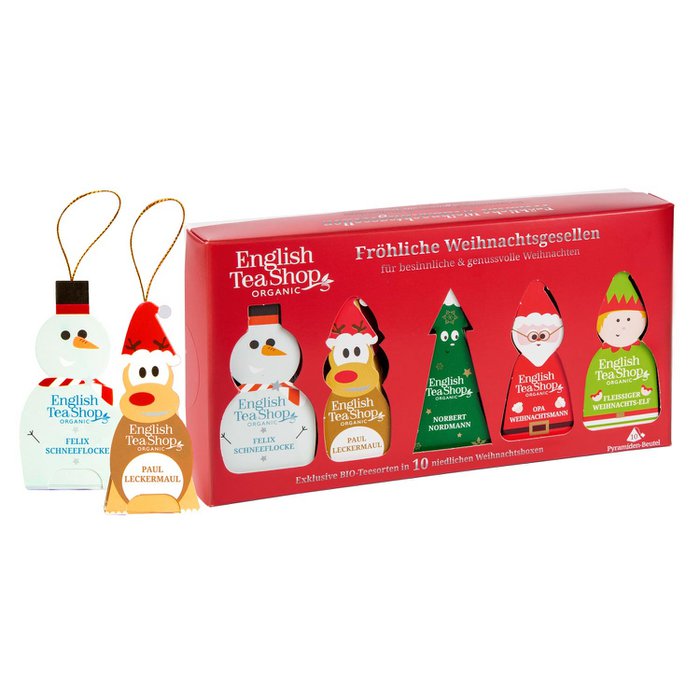 Wintertee Geschenk "Fröhliche Weihnachtsgesellen", BIO, 10 Pyramidenbeutel