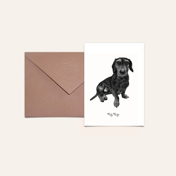 Postkarte Dackel glatt