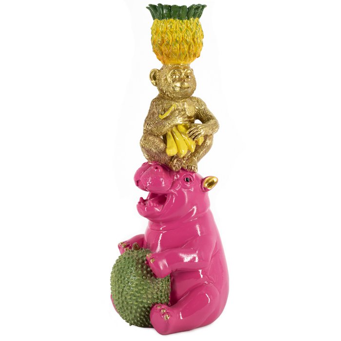 Kerzenhalter mit Nilpferd und Affe