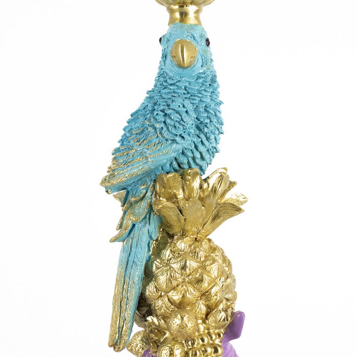 Kerzenhalter mit Papagei und Nashorn
