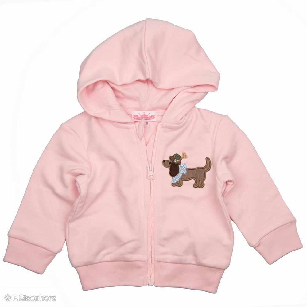 Sweat Jacke Dackel -rosa-