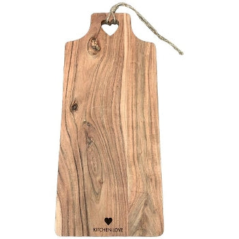 Happy Heart Servierbrett natur Holz, 50x20x1,5 cm