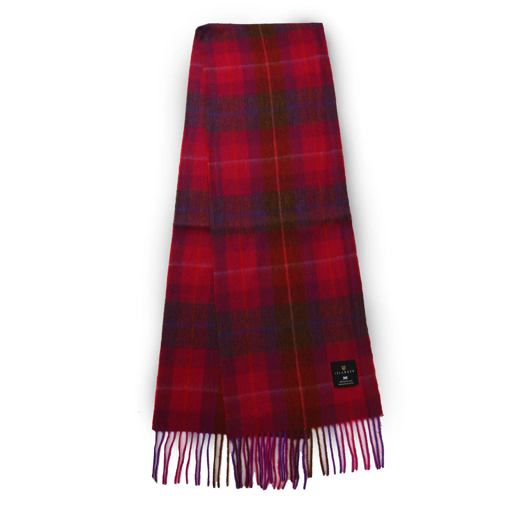 Lambswool Scarf Tartan Look -Fuchsia-