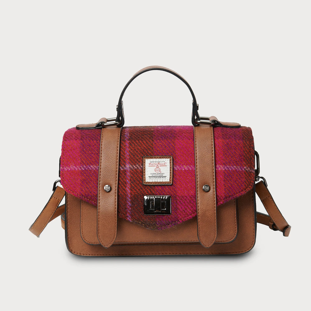 PRE-ORDER Medium Tweed Shoulder Bag -Fuchsia Tartan