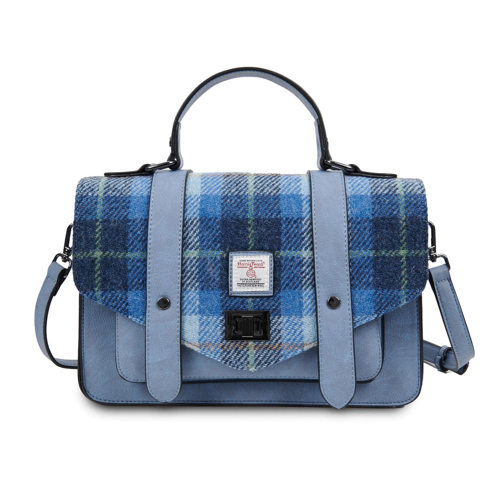 PRE-ORDER Big Tweed Shoulder Bag -Blue Tartan-