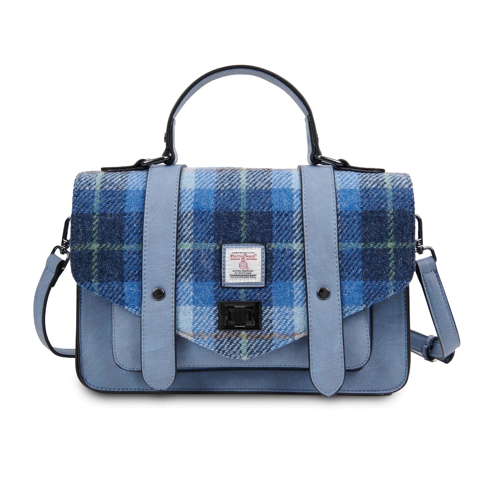 PRE-ORDER Big Tweed Shoulder Bag -Blue Tartan-