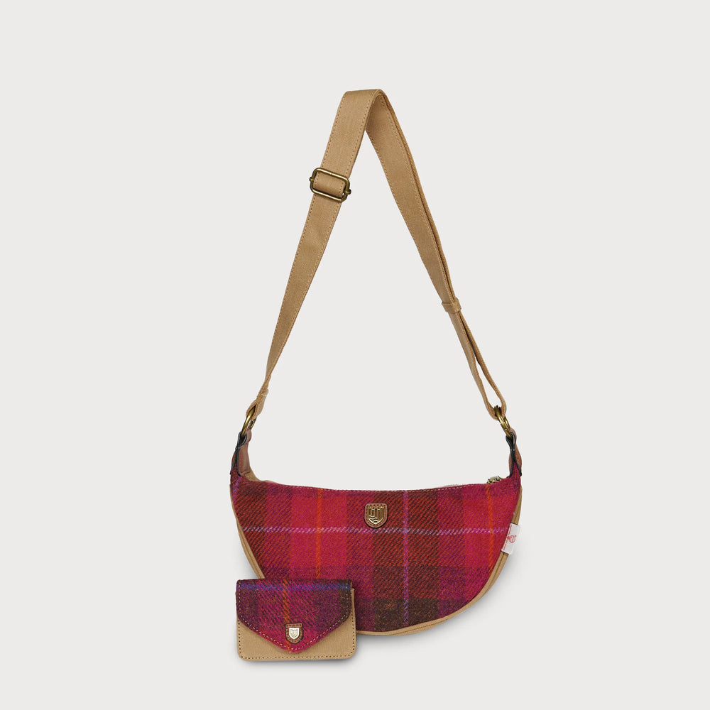 PRE-ORDER Tweed Crossbody Bag -Fuchsia Tartan-