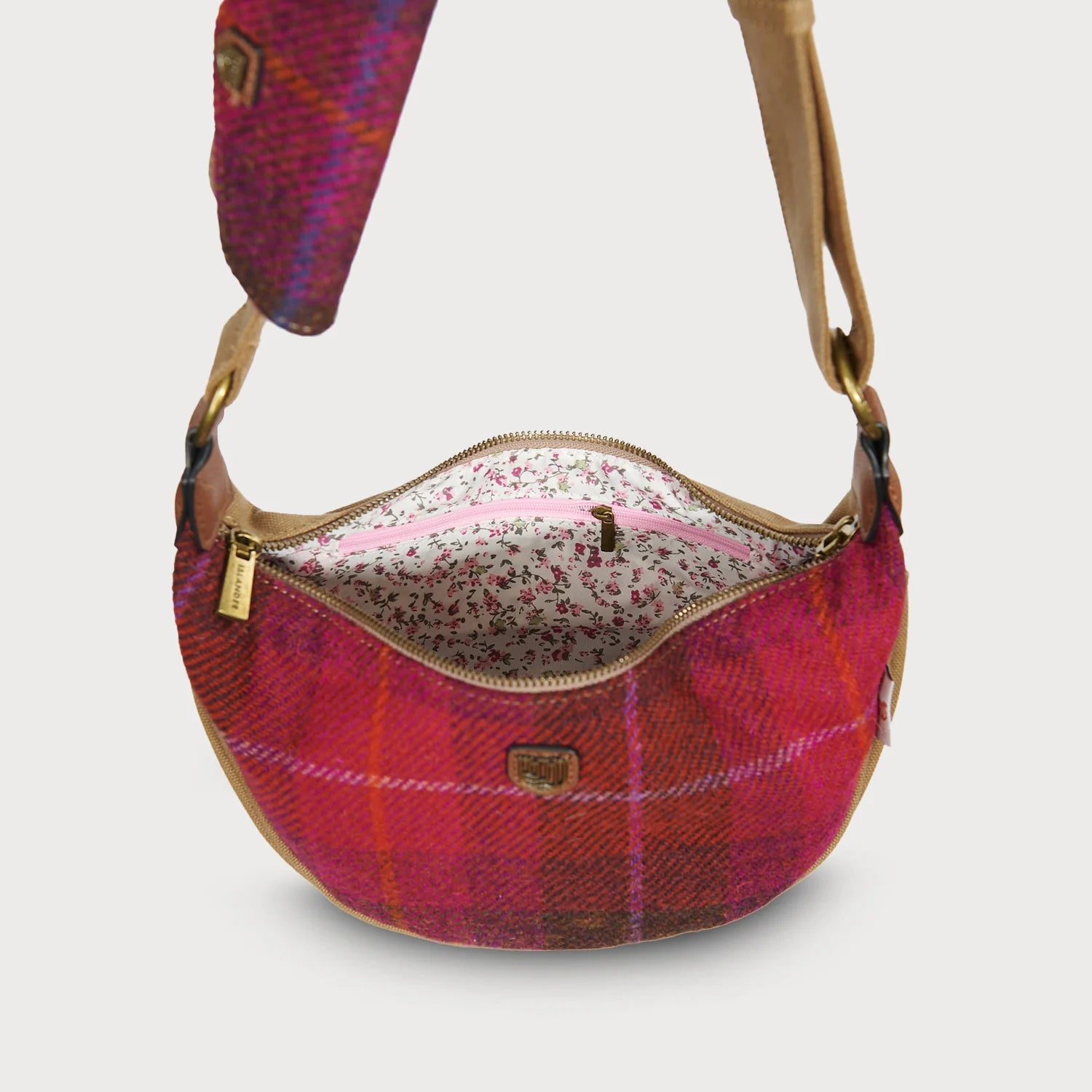 PRE-ORDER Tweed Crossbody Bag -Fuchsia Tartan-