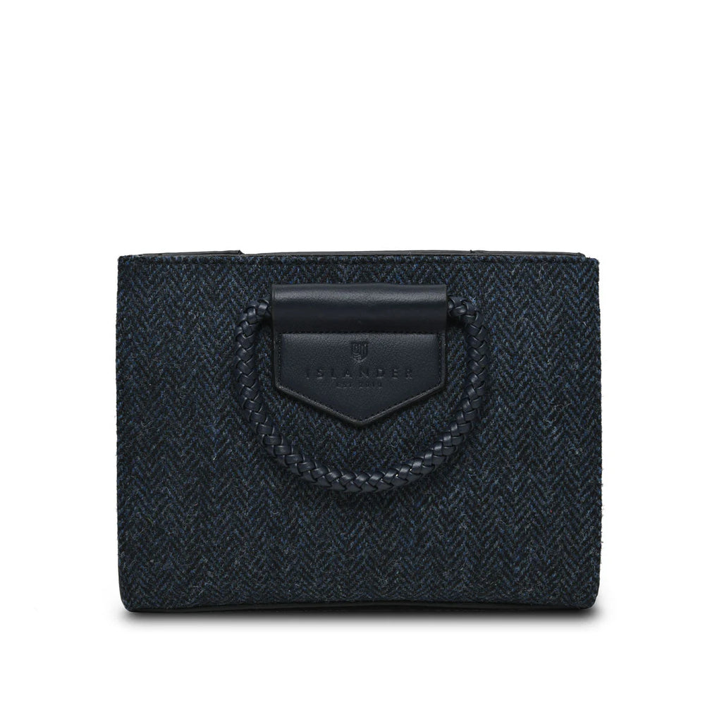 PRE-ORDER Tweed Elegance Bag -Navy Herringbone-