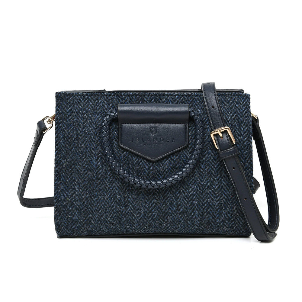 PRE-ORDER Tweed Elegance Bag -Navy Herringbone-