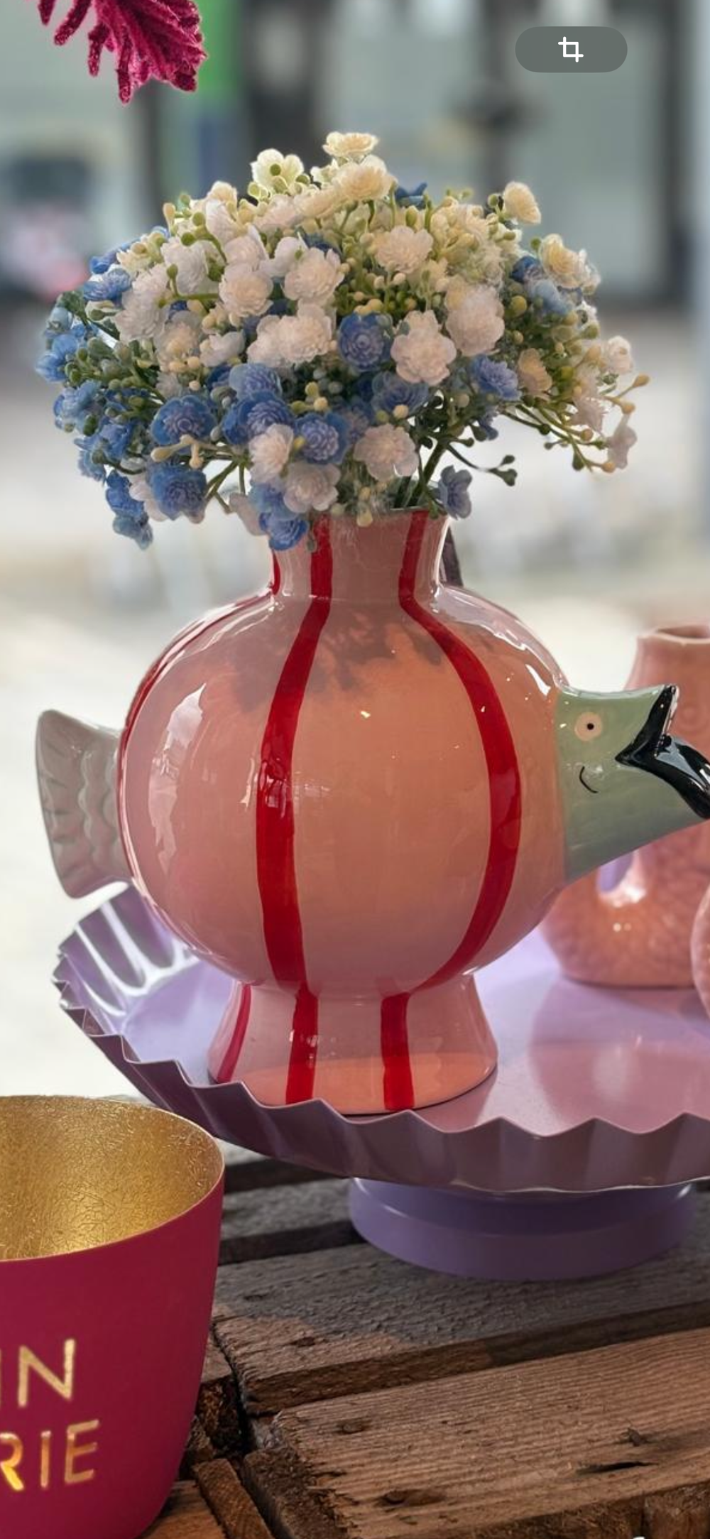 Fischvase rosa/gestreift und kleine rosa Fischvase
