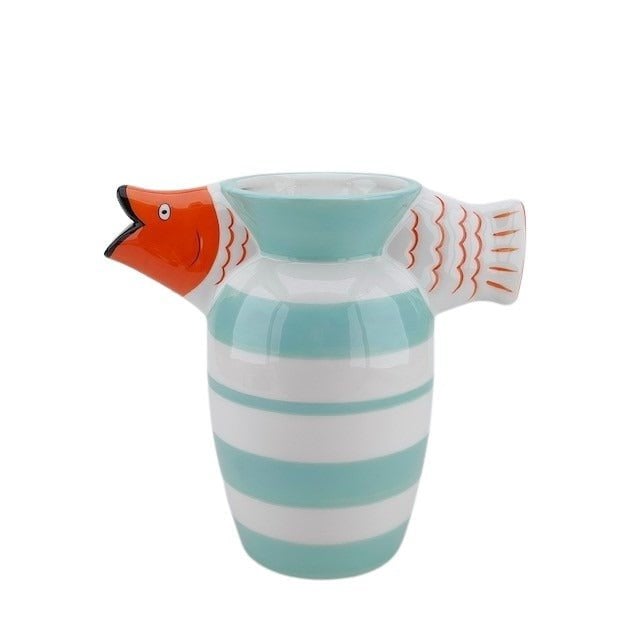 Fischvase grün/weiß gestreift