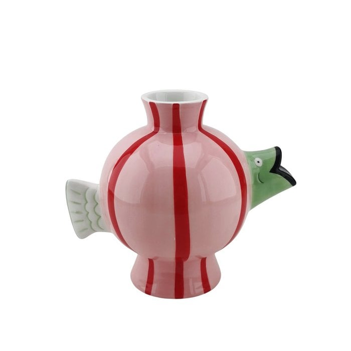 Fischvase rosa/pink gestreift