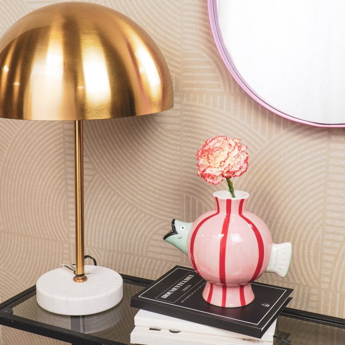 Fischvase rosa/pink gestreift