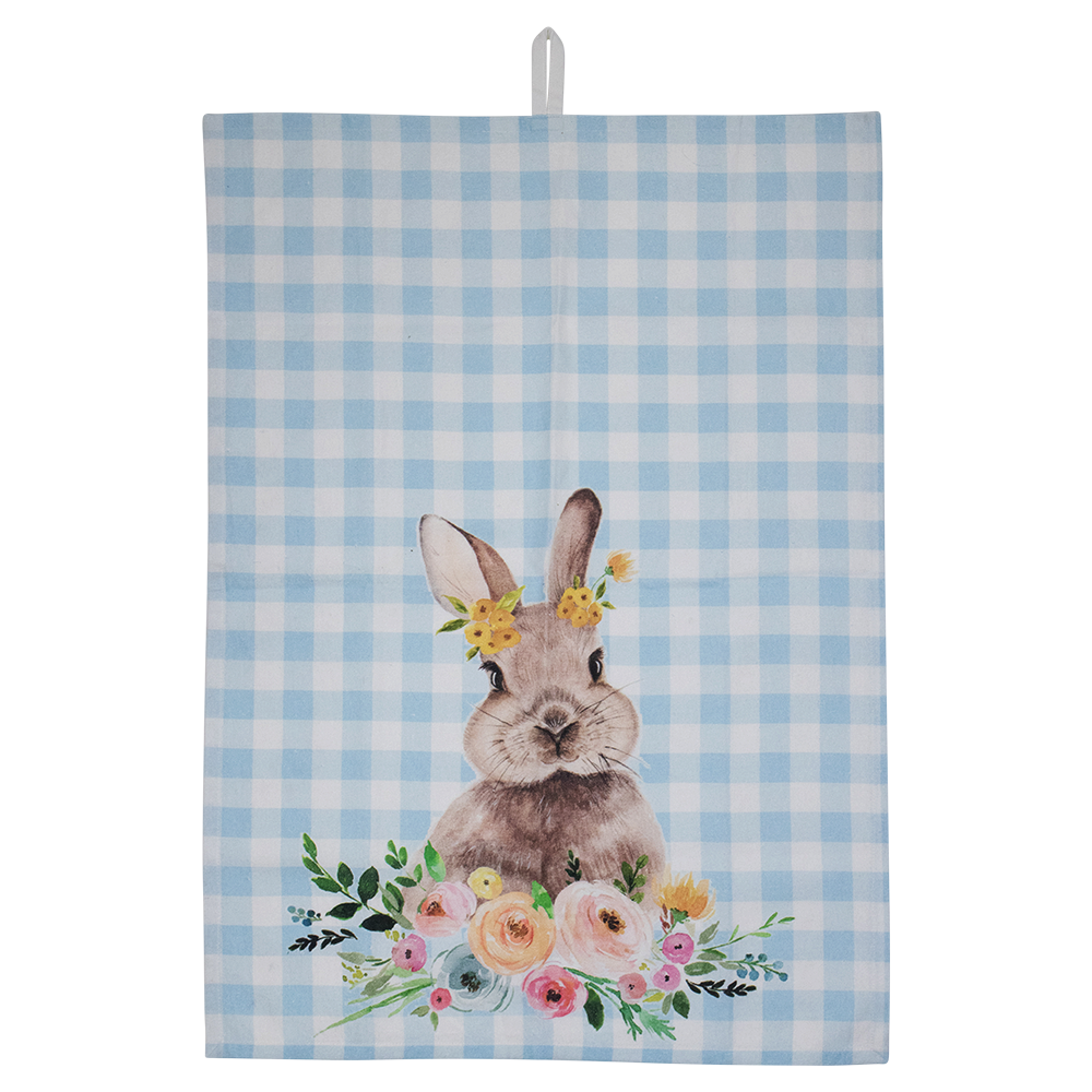 Geschirrtuch Hase blau/kariert