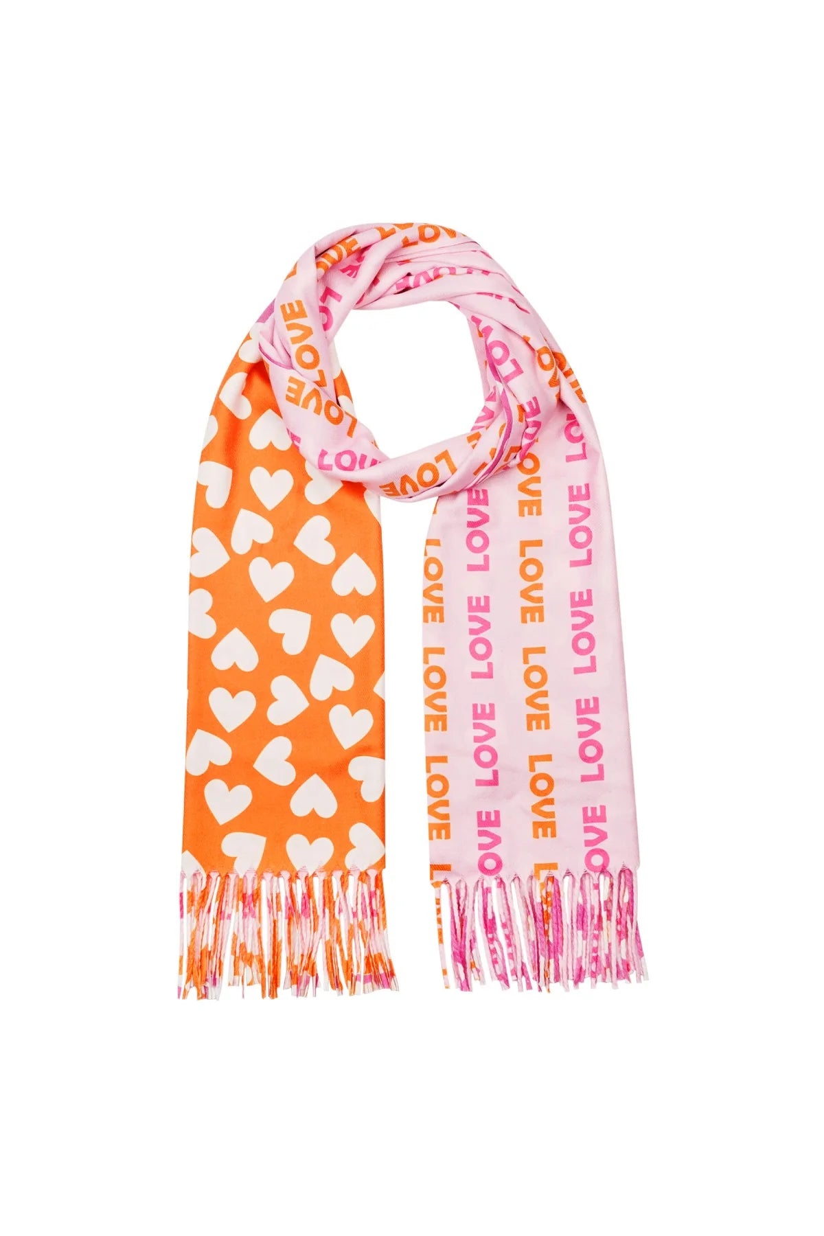 Love Heart Schal -Rosa/Orange-