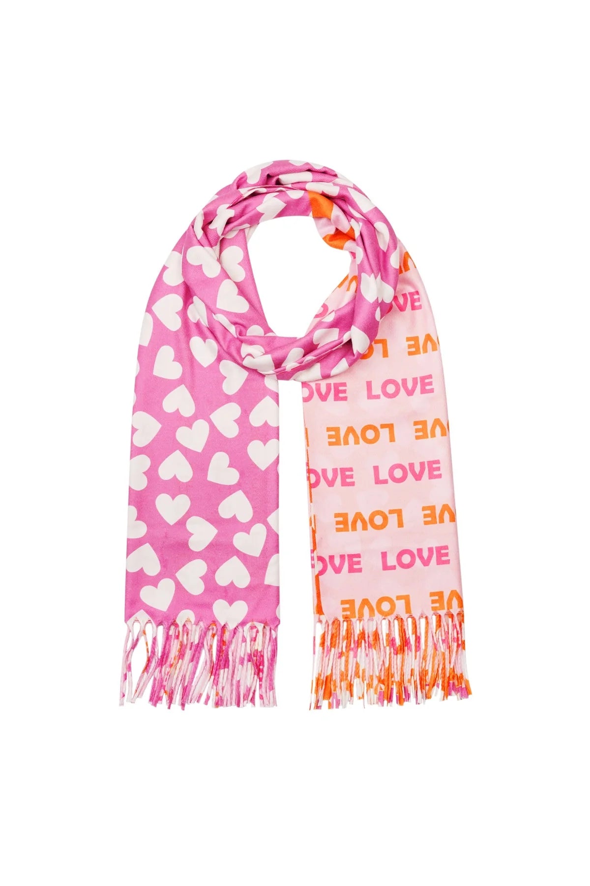 Love Heart Schal -Rosa/Orange-