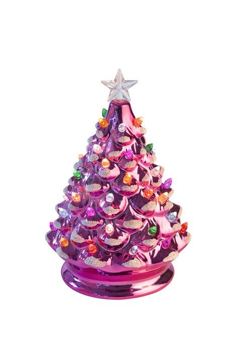 LED Porzellan Weihnachtsbaum pink 21cm