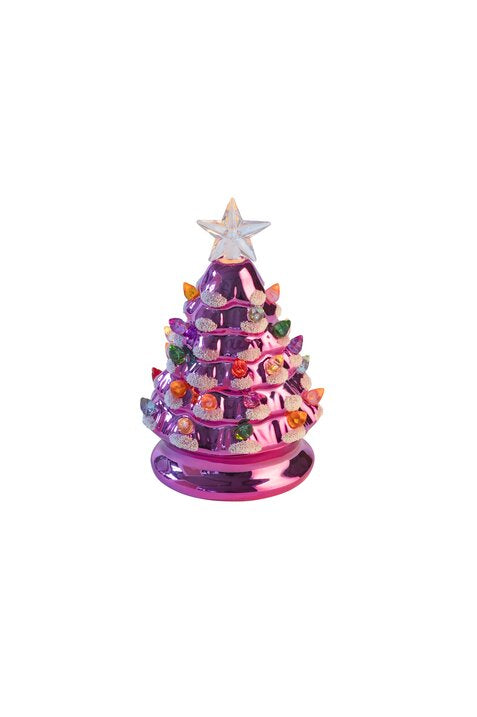 LED Porzellan Weihnachtsbaum pink 14cm