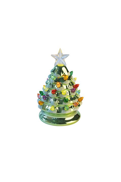 LED Porzellan Weihnachtsbaum grün 14cm