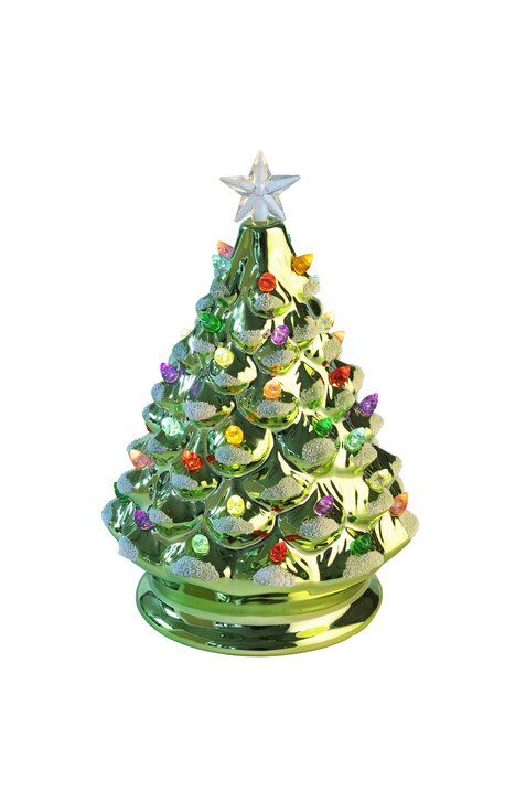 LED Porzellan Weihnachtsbaum grün 21cm