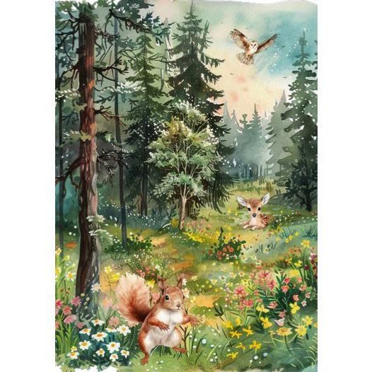 Postkarte Eichhörnchen im Wald