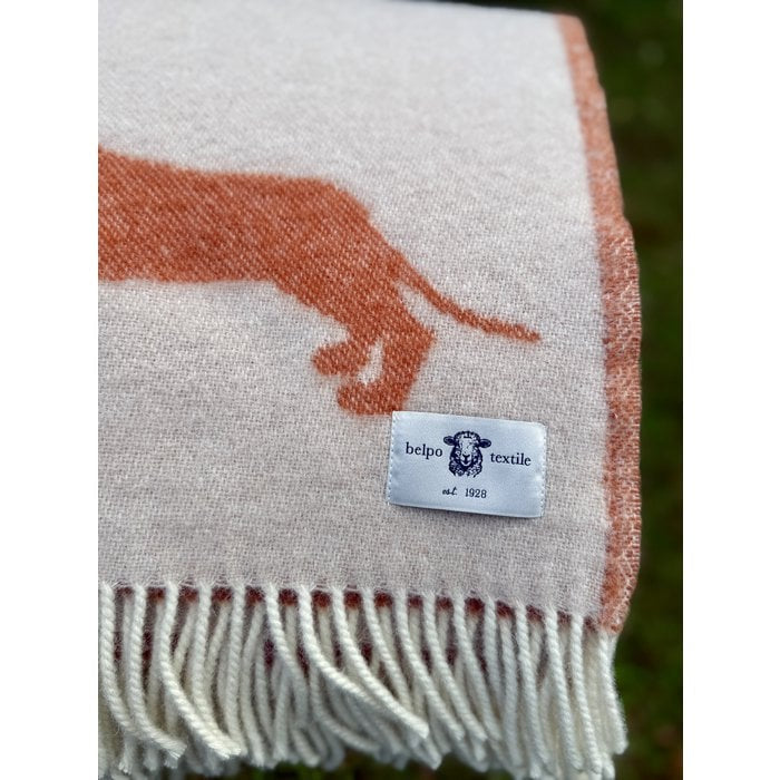 Kuschelige Sofadecke Dackel (Orange) aus neuseeländischer Wolle