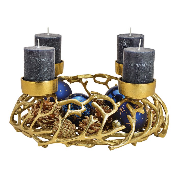 Adventskranz Korb 40cm rund Gold