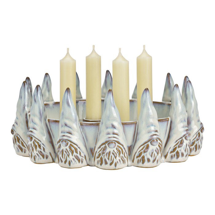 Adventsgesteck Wichtel Dekor aus Steingut