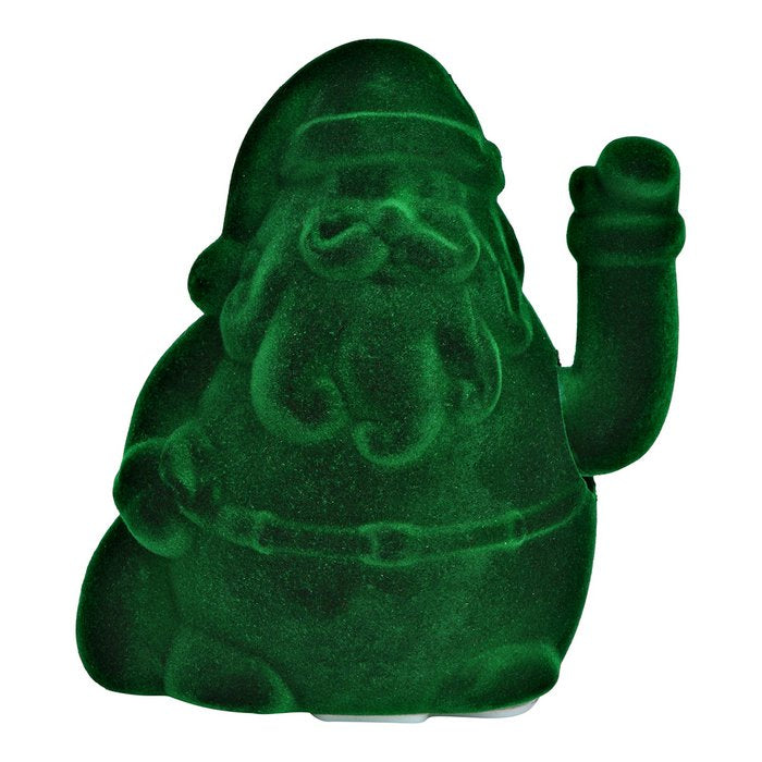 Winke-Weihnachtsmann beflockt aus Kunststoff, Grün