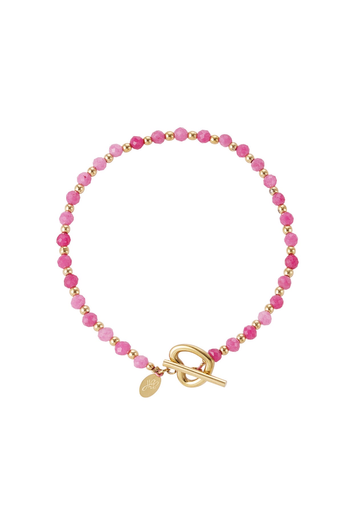 Golden Heart Bracelet -Pink-