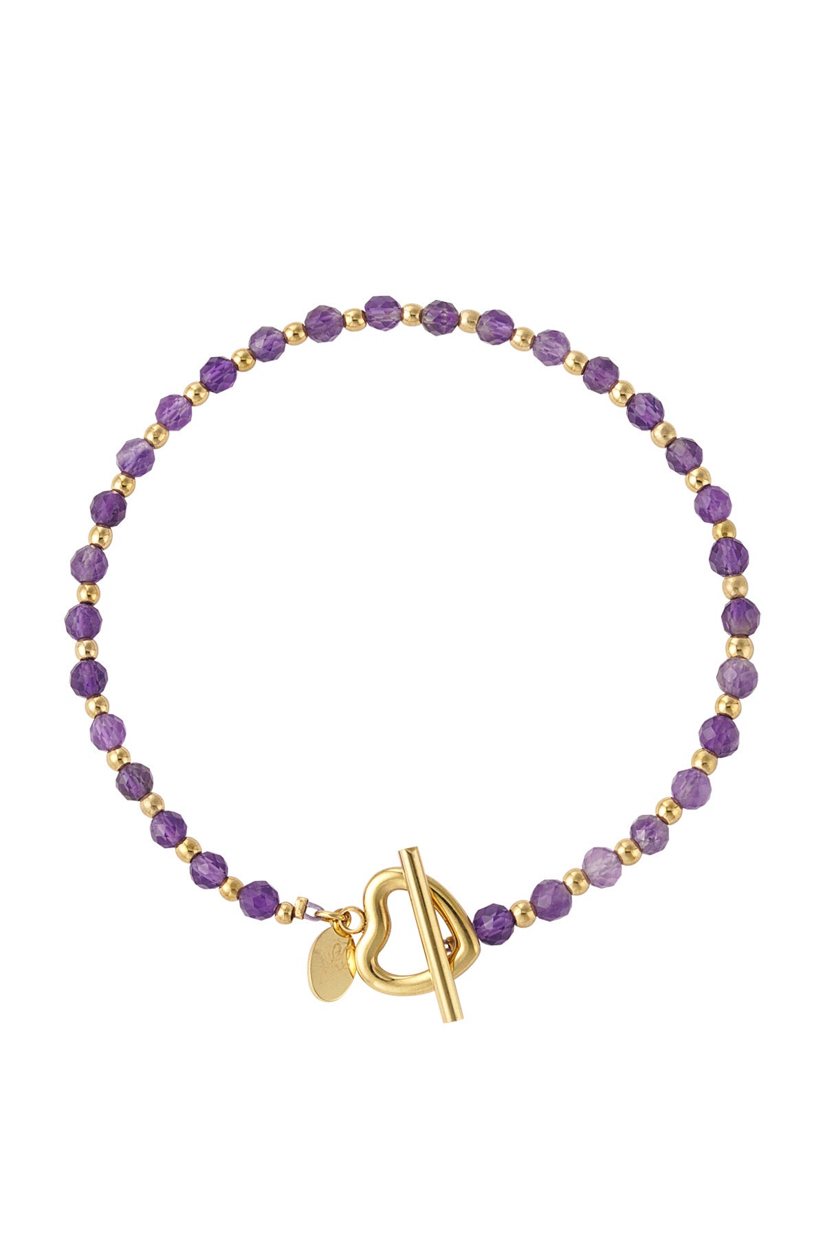 Golden Heart Bracelet -Lilac-