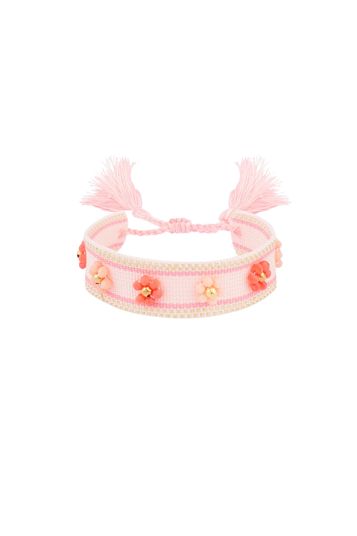 Statement Armband mit Perlenblumen -Rosa-/Pink-