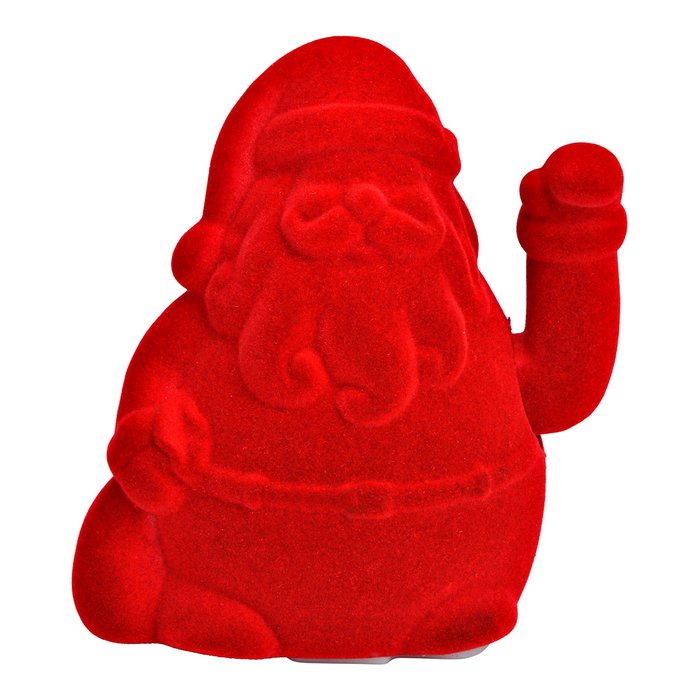 Winke-Weihnachtsmann beflockt aus Kunststoff, Rot