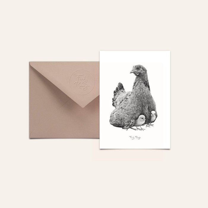 Postkarte mit Umschlag Henne