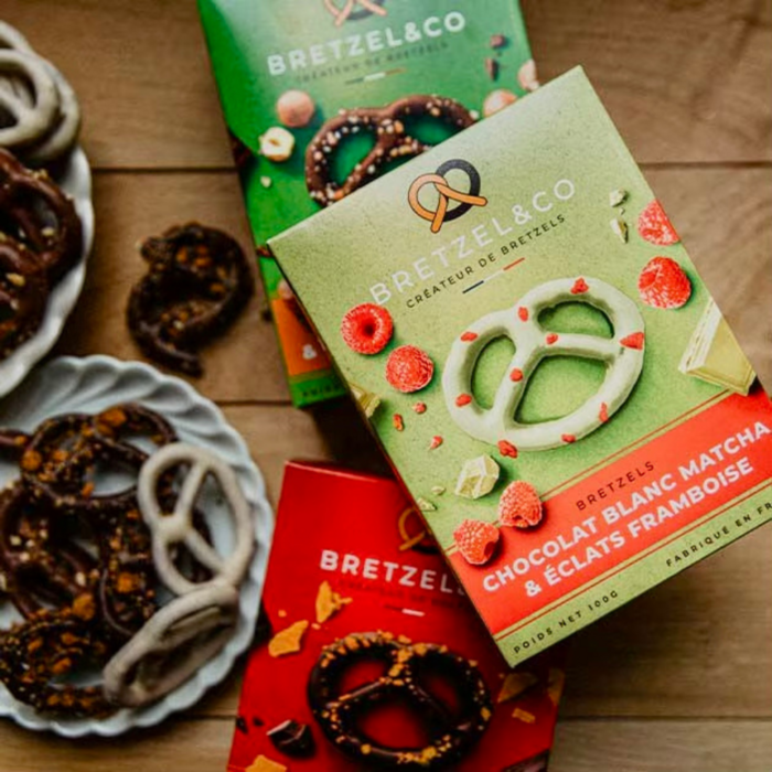 Brezel White Chocolate Matcha - Himbeer -Chips