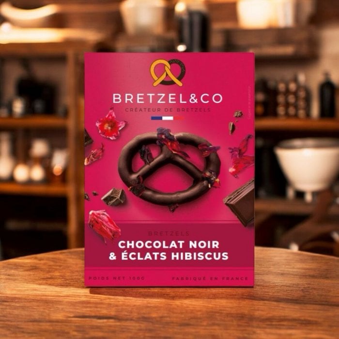 Brezel dunkle Schokolade - Hibiskusblumen