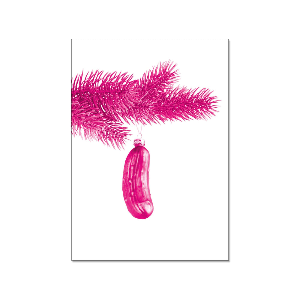 Postkarte Weihnachtsgurke pink